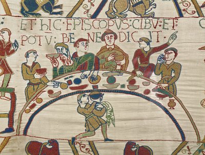 Bishop Odo blesses the food and wine, Bayeux Tapestry by Unbekannt Unbekannt